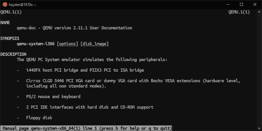 qemu system i386 hardware