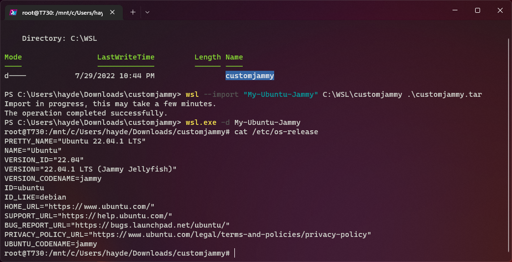 Building custom WSL distro images with Podman