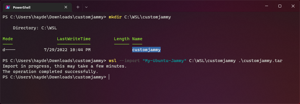 Building custom WSL distro images with Podman